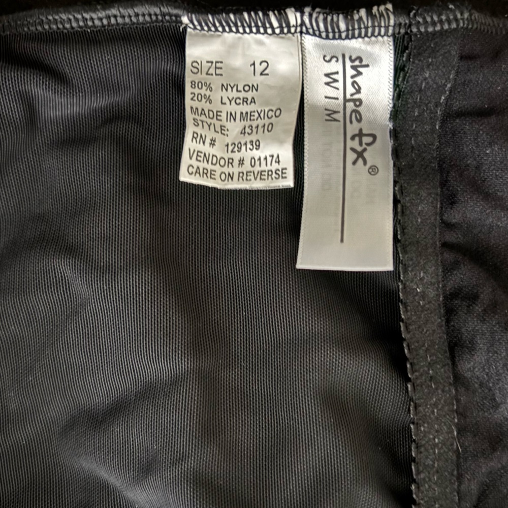 Shape FX Swim Black Halter Bathing Suit Shapewear Size 12 - Picture 3 of 3